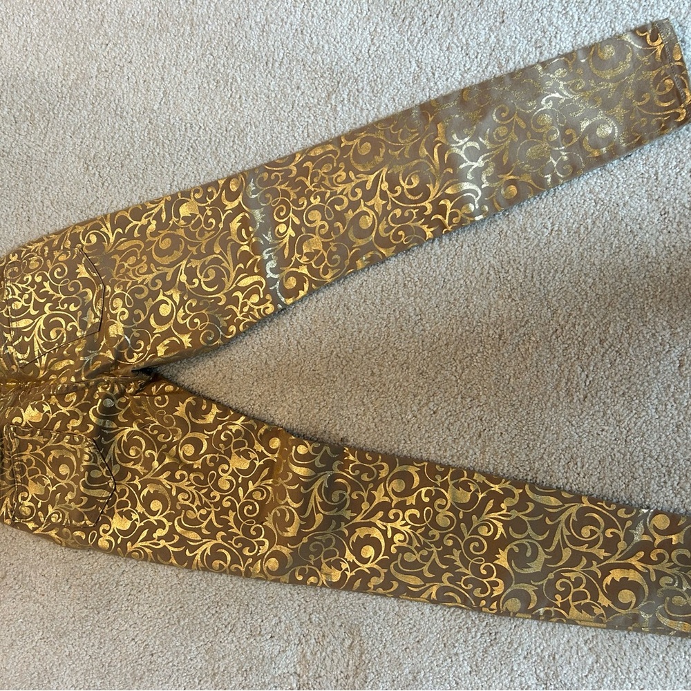 Gold and Brown Patterned Pants